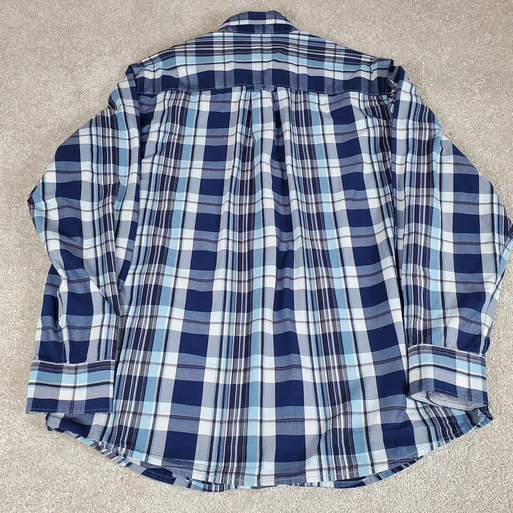 Tommy Bahama Men's Shirt Size‎ Large Blue Plaid Long Sleeve